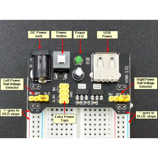 MB102 BREADBOARD POWER SUPPLY MODULE 3.3V 5V