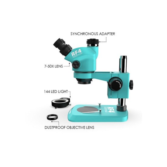 RF4 RF-7050TV 7-50X TRINOCULAR SYNCHRONOUS MICROSCOPE WITH LED LIGHTS