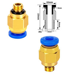 PC4-M6 PNEUMATIC COUPLING FOR 4MM OUT 3MM PTFE TUBING