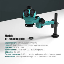 RF4 RF-7050PRO-FO19 7-50X TRINOCULAR SYNCHRONOUS MICROSCOPE WITH LED LIGHTS