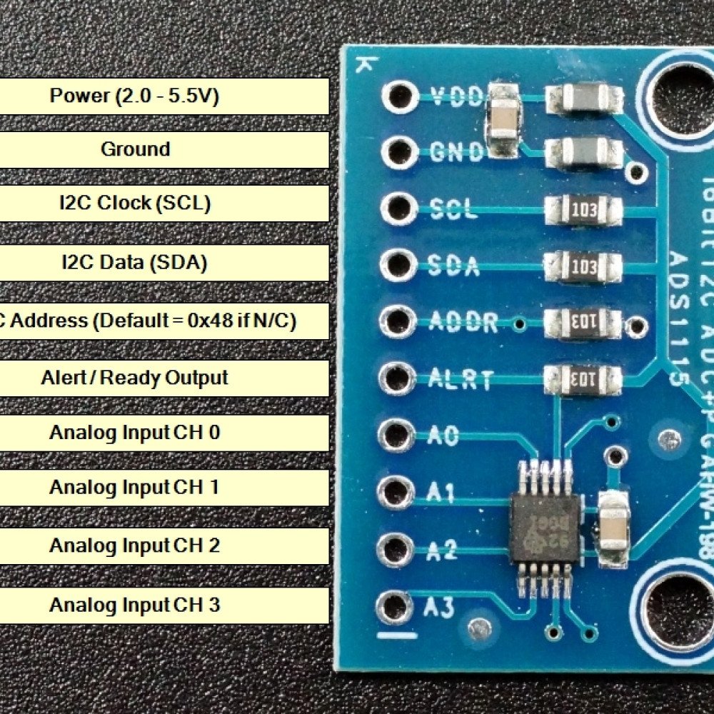 ADS1115 16-Bit ADC Module - 4-Channel Analog To Digital Converter I2C For Arduino Raspberry Pi