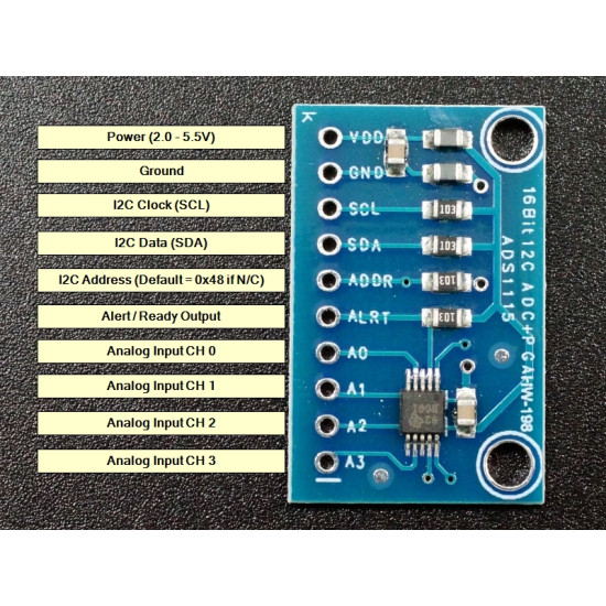 ADS1115 4-CHANNEL 16-BIT ADC MODULE ANALOG TO DIGITAL CONVERTER