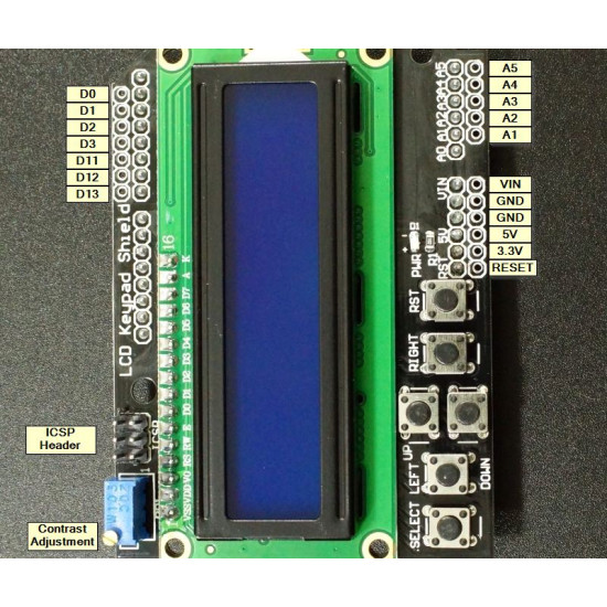 LCD 1602 KEYPAD SHIELD (ARDUINO COMPATIBLE)