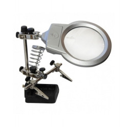 THIRD HAND WITH MAGNIFIER, BACKLIGHT AND SOLDERING IRON STAND MG16129-A