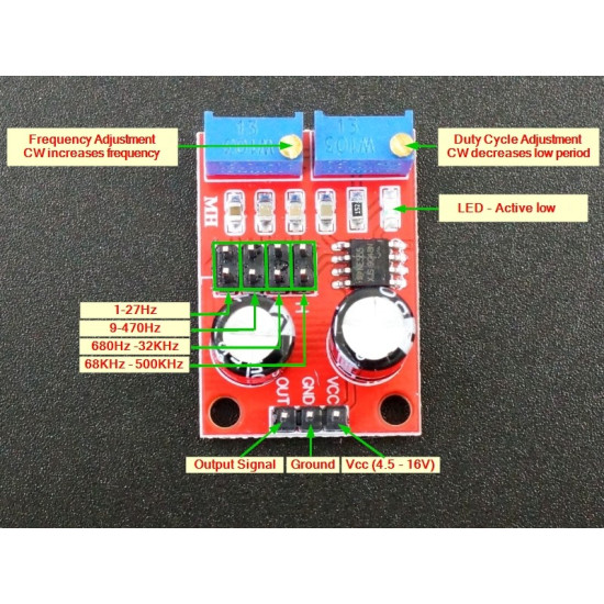 NE555 PULSE FREQUENCY ADJUSTABLE MODULE