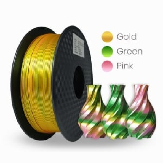 PLA 1.75MM SLYPRO SILK TRICOLOR GOLD & GREEN & PINK PLA 1.75MM SLYPRO SILK TRICOLOR GOLD & GREEN & PINK