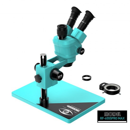 RF4 RF-6565PRO MAX 6.5-65X TRINOCULAR SYNCHRONOUS MICROSCOPE WITH LED LIGHTS