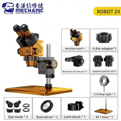 MECHANIC ROBOT Z4 6560T 7060T TRINOCULAR STEREO INDUSTRIAL MICROSCOPE CONTINUOUS ZOOM WF10X25 