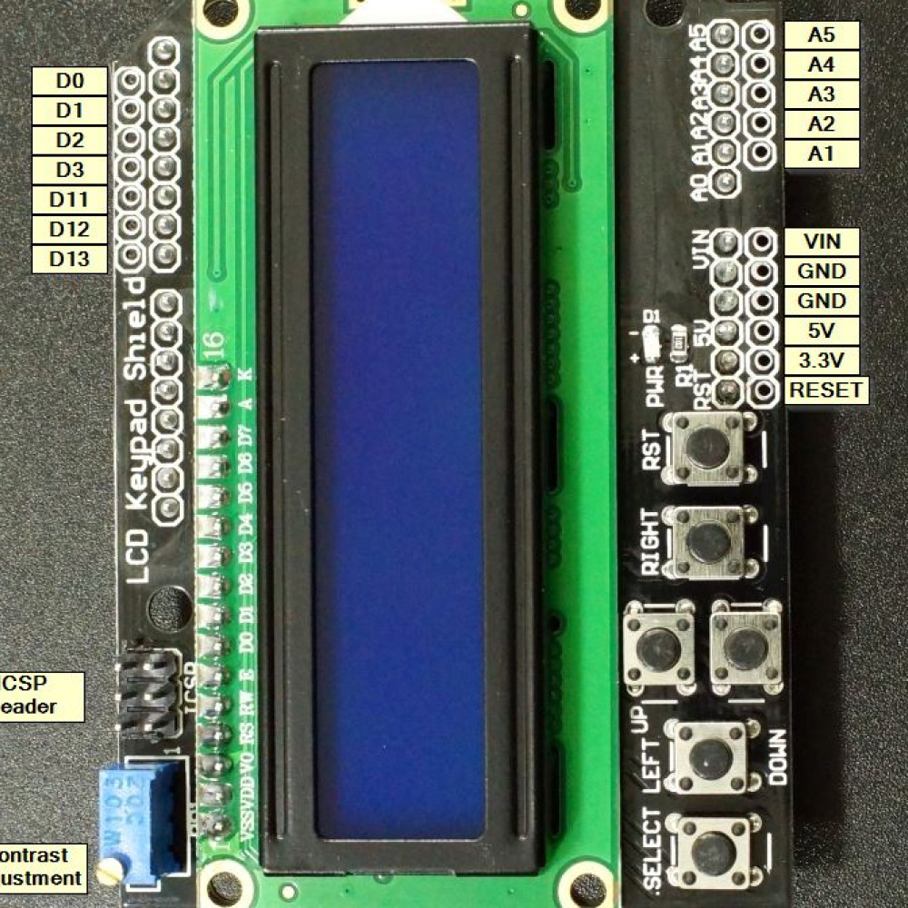 LCD 1602 KEYPAD SHIELD (ARDUINO COMPATIBLE)